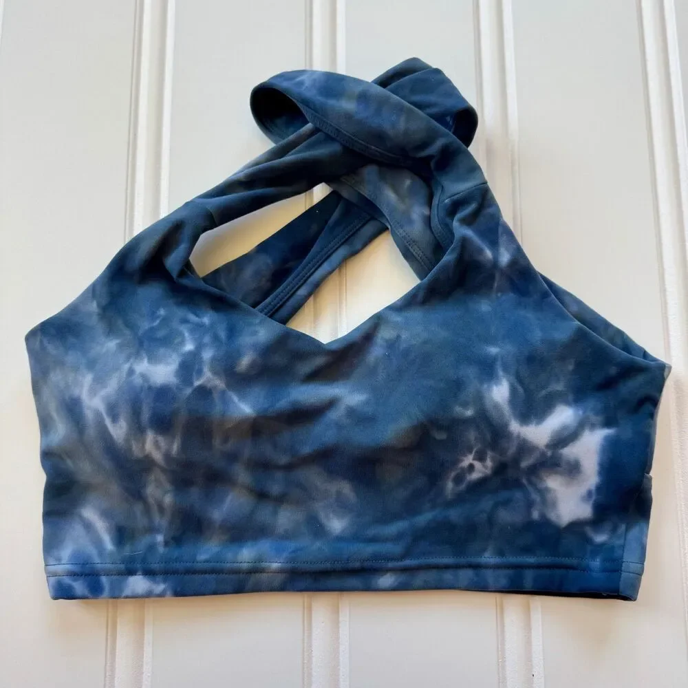 SAVVI Reef Sports Bra with Removable Padding | Blue Tie Dye